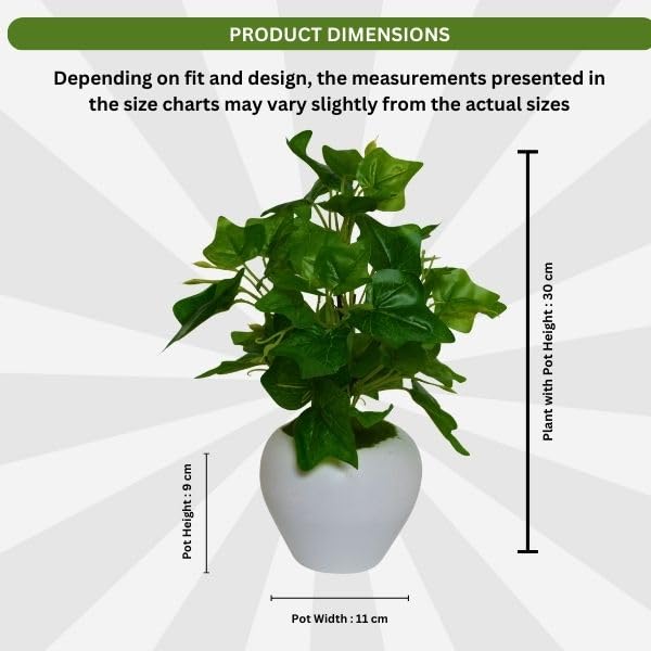Image of fancymart Artificial Plant Leaves in Apple Pot (30 cm Height) | Small Potted Plant for Office Desk | Home Decor for Living Room | Cafe & Restaurant Table Decoration