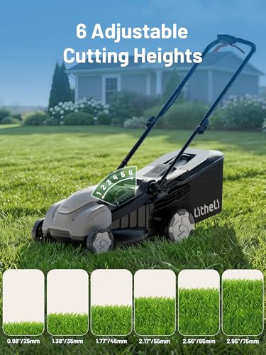 Image of Litheli 18 inch Self-Propelled Lawn Mower, 40V Battery Lawn Mower(2 x 5.0Ah), Push Mower with Brushless Motor, 2-in-1 Mulching & Bagging
