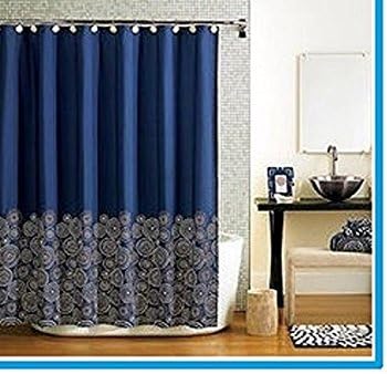 Miniatura 2 de Cortina de regadera en tela azul marino.