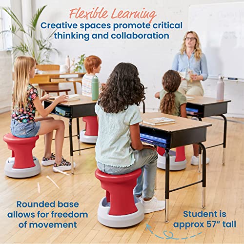 Image of ECR4Kids Active Storage Wobble Stool, 15in Seat Height, Childrens Furniture, Red /Light Grey