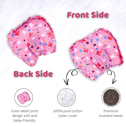 Image of Bibs&Cribs Mustard Seed Baby Pillow for Newborn Babies, Soft Cotton Infant Pillow with Breathable Fabric Cover, Lightweight Baby Bedding Essential for Daily Use, Boys & Girls