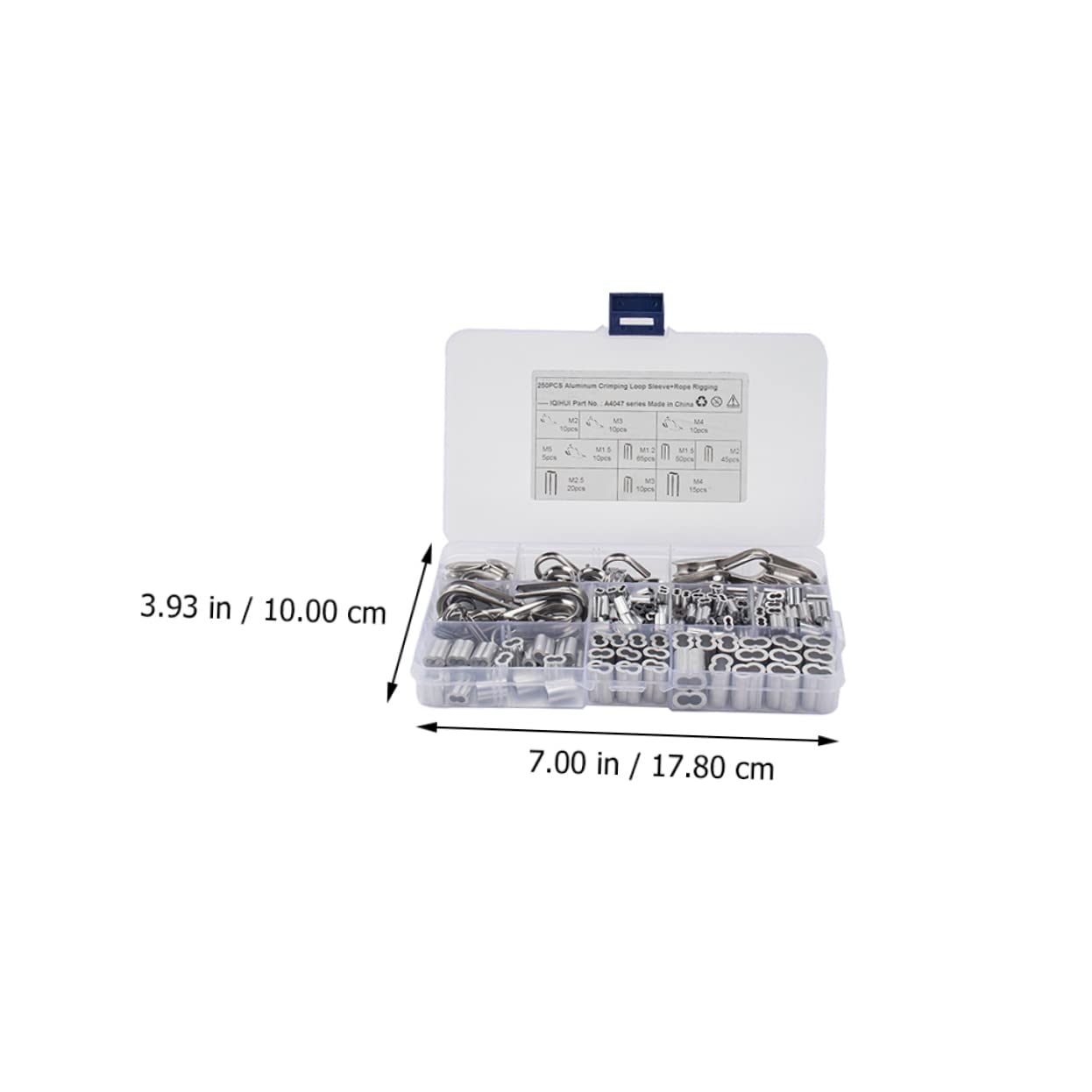 NAMOARLY 250 Pcs Heart Ring Aluminum Set Aluminum Crimping Loop Sleeve Stainless Sleeves Ring Wire Rope Cable Connectors Double Barrel Crimping Loop Cable Loop Crimp Stainless Steel 304