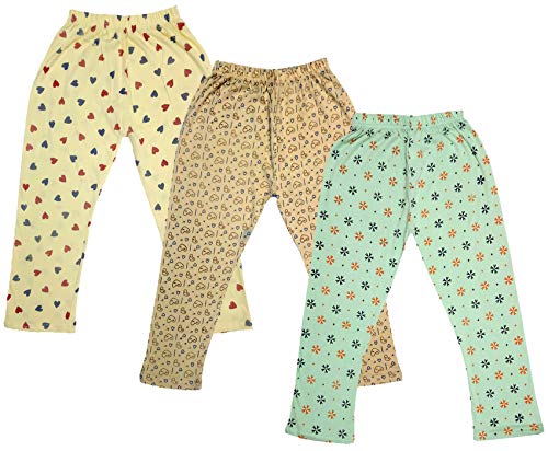 Image of IndiWeaves Girls Printed Cotton Capri Pants for Summer (Green,Beige,Yellow, 10-11 Years) Pack of 3