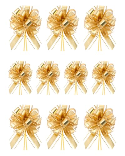 HUVZOR 10 piezas Lazo Regalo,Lazos Adorno Coche Boda Lazos de Regalo Grande con Cinta Lazos Automáticos para Decoración Boda Coche Fiesta DIY