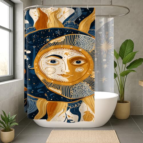 Rideau de douche extra large soleil bohème 274x183cm imperméable - 4