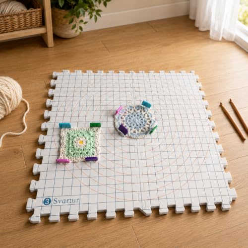 Image of Svartur Blocking Mats for Knitting, 4-Pack with Grid and Circle Markings