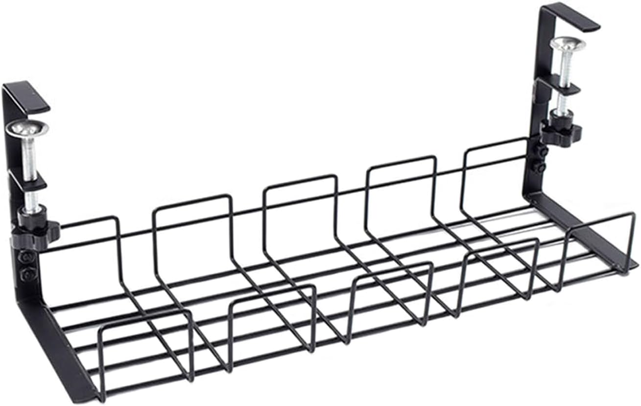 Hniuyun Under Desk Cable Management No Drilling, Steel Cable