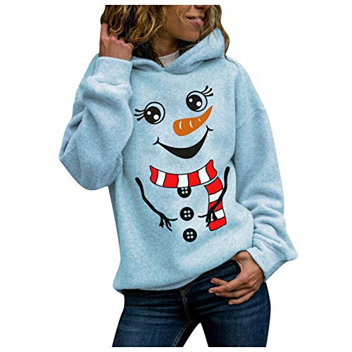 MRULIC Kapuzenpullover Weihnachten Pullover Damen Cartoon Drucken Hoodie Sweatshirt Langarm Tops Shirts Oberteil Blusen FrüHling Herbst Winter Shirt