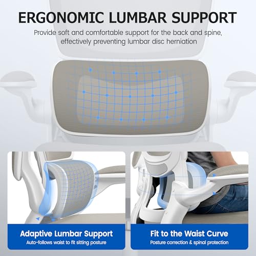 Image of ALLGOD Office Chair Ergonomic Desk Chair, Breathable Mesh Desk Chair Comfy with Lumbar Support, Flip-up Armrests, Computer Chairs Comfortable for Home, Office, Work, Standard, 300Lbs
