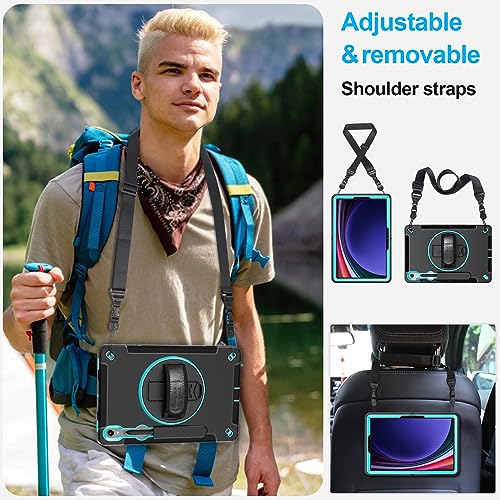 Image of Case for Galaxy Tab S10 Lite &S10 FE S9 FE 10.9 inch /S9 11 Inch: TPU Cover for Samsung Tablet S10 FE / 2025 / S9 FE & S9 2023 5G with Screen Protector- Stand- Handle-Shoulder Strap-S-Pen Holder-Mint Green