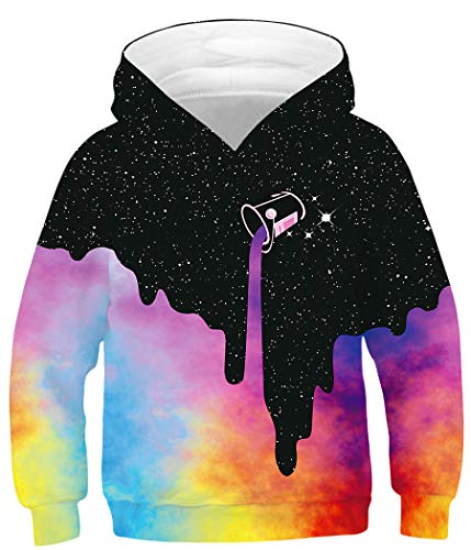Sixyotie Sweat-Shirt à Manches Longues avec Motif Animalier et Motif Galaxy Capuche Pull Swag Sweatshirt (Milk, Hauteur: 115-125cm,S)