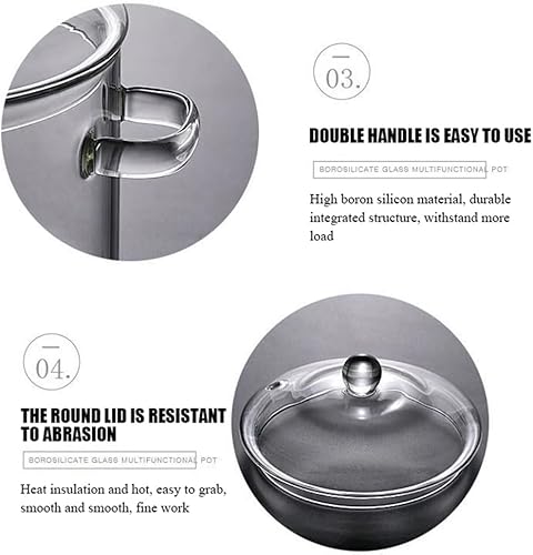 Miniatura 4 de Olla de cocción de vidrio, cacerola de vidrio de 1.5 L50 onzas con tapa, transparente resistente al calor, olla y sartén de vidrio de borosilicato