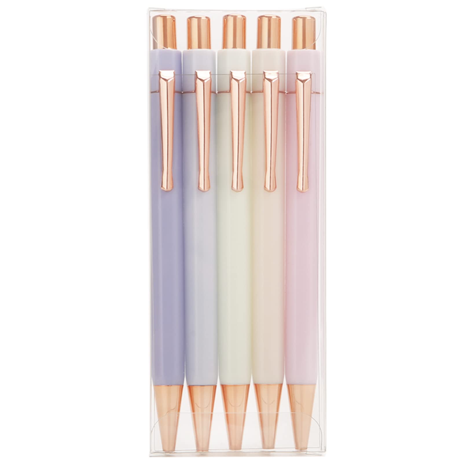 Pretty Rose Gold Hexagon Gel Pens, Medium Point(0.7), Black Ink, 5-Pack, Pretty Pens for Women and Man (Assorted 07)