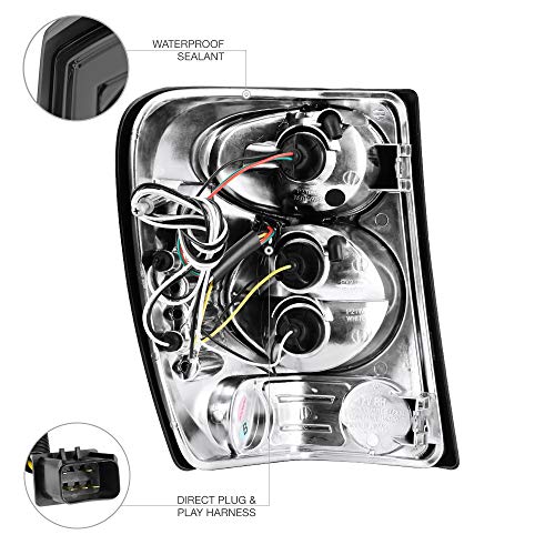 Vipmotoz Altezza Euro Style Tail Light Lamp For 1999-2004 Jeep Grand Cherokee - Chrome Housing, Smoke Lens, Driver & Passenger Side #TOP3