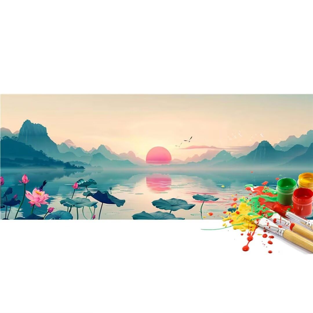 Malen Nach Zahlen Tuschemalerei Malen Nach Zahlen Erwachsene, DIY Set Ölgemälde Malen Nach Zahlen XXL, Acrylfarben Painting by Numbers Bastelset, Geschenk Wanddekoration, 50x100cm (Ohne Rahmen)-YH873