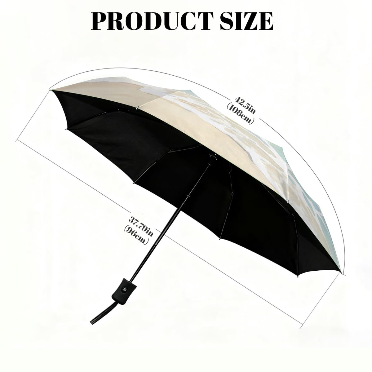 Ombrello pieghevole con motivo oceano ad acquerello ombrello da viaggio compatto antivento impermeabile con protezione UV rivestimento nero leggero 8 coste portatile per pioggia sole