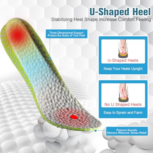 Image of Height Increase Insoles - Elastic Shock Absorbing Height Boosters, Breathable Shoe Lifts, Plantar Fasciitis Foot Pain Relief (Heel Height: 1.4Inch, Men: US 8-11)