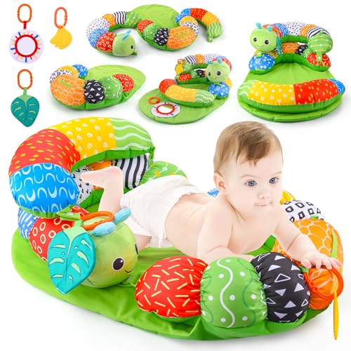 Image of ARANEE 2-in-1 Tummy Time Mat & Seated Support Pillow Baby Toys 6-12 Months, Baby Tummy Time Toys Sit Me Up Floor Seat for Newborns and Older Babies, with Detachable Support Pillow and Toys