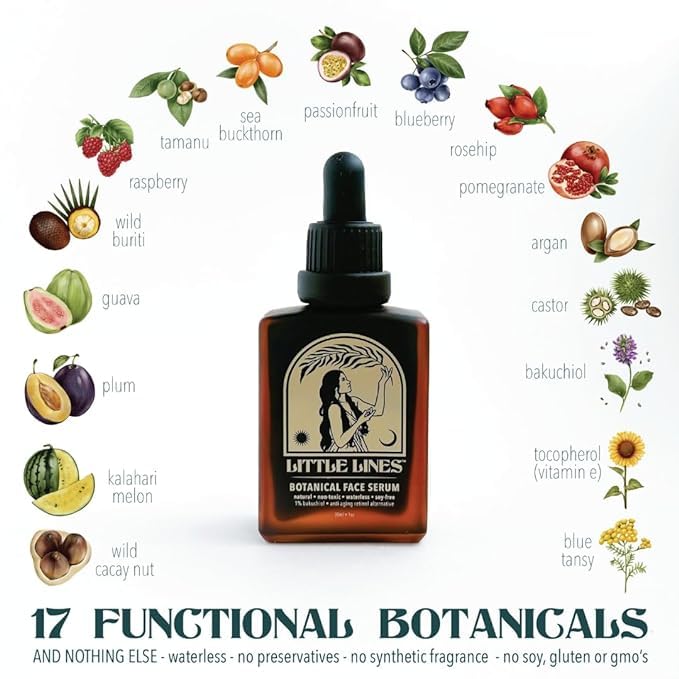 Miniatura 4 de Little Lines Botánico Bakuchiol Retinol Alternativo No tóxico Anti-Envejecimiento Sin Agua Suero para líneas finas y arrugas con caja de regalo