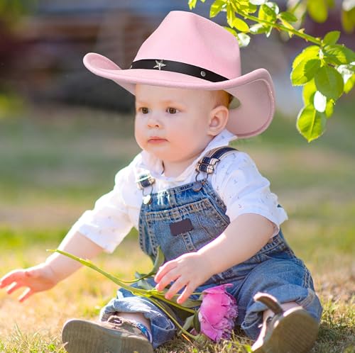 Jastore Kids Girls Boys Western Cowboy Cowgirl Hat with Buckle Belt Felt Fedora Hat4