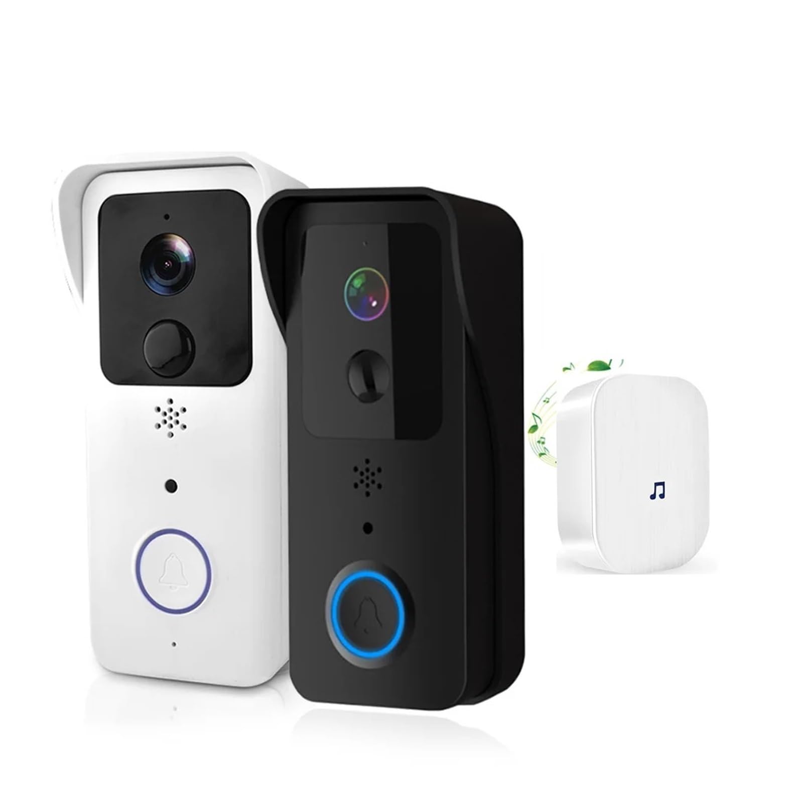 Campanello video intelligente, Videocitofono WiFi 1080P Smart Outdoor Wireless Interfono Telecamera Impermeabile Campanello Suoneria per casa intelligente(Black)