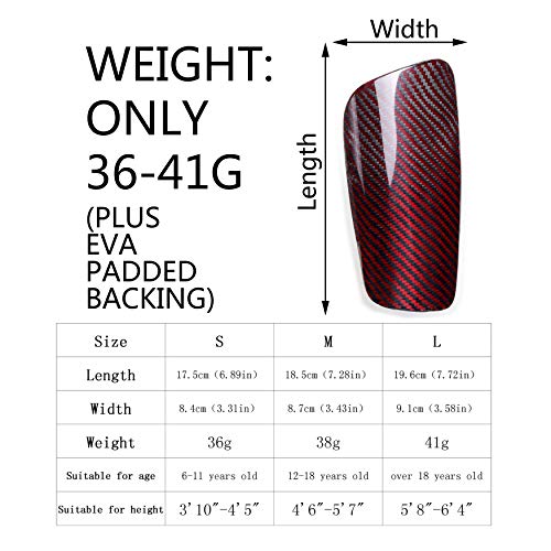 image for VARWANEO Carbon Fiber Soccer Shin Guards,with Large Cushioned,for Kid,