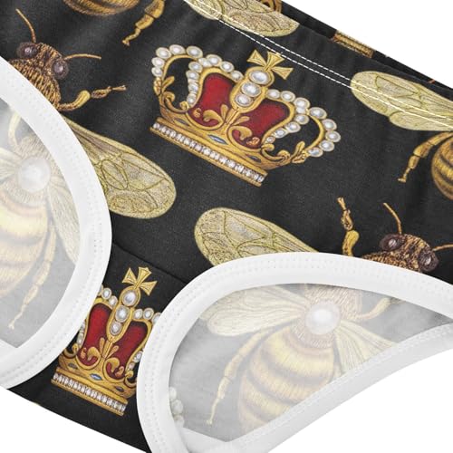 Cotton Toddler Underwear Custom Bees Royal Crowns Black Panties for Girl Durable Undies Kids Briefs 2t4