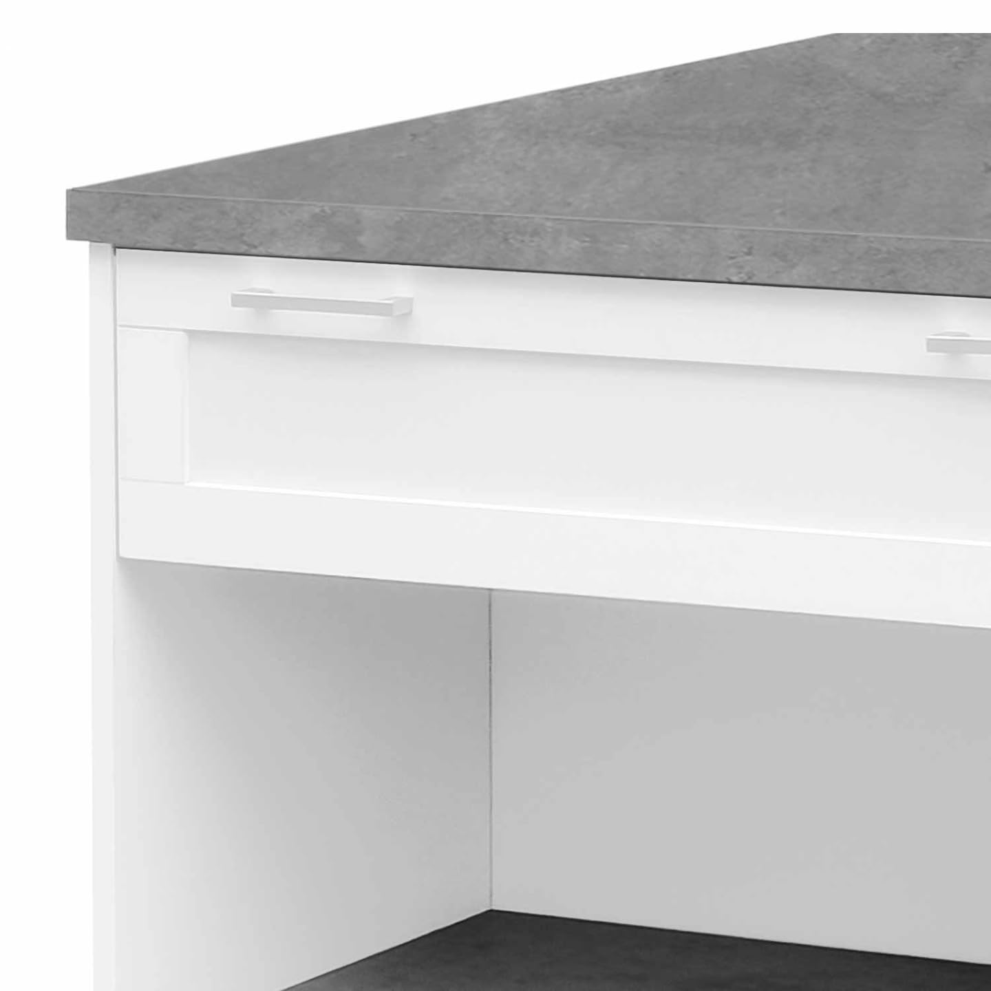 IDMarket - Ilot Central Mange Debout 4 Personnes VITO 130 cm Blanc et Plateau Effet béton