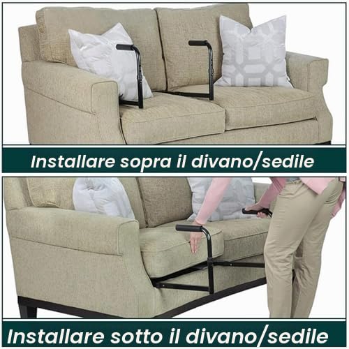 Maniglie regolabili per divano per anziani, supporto portatile con impugnatura in memory foam, aiuto per anziani, pazienti e disabili per alzarsi facilmente dal divano
