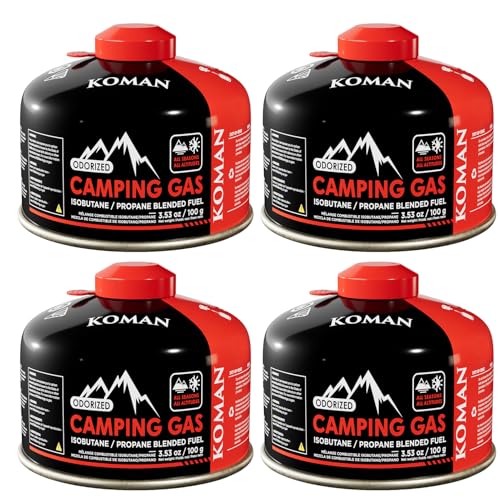 KOMAN Isobutane Fuel Canister 100 Gram Camping Stove Fuel Butane Propane Blend Camping Fuel Gas...