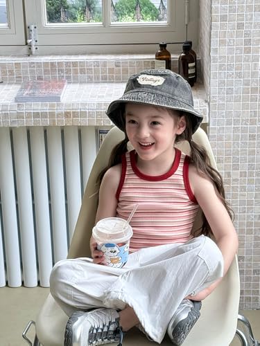 Image of BINIDUCKLING Toddler Tank Top Girls Summer Cute Striped Sleeveless Top 24 Months-8 Years
