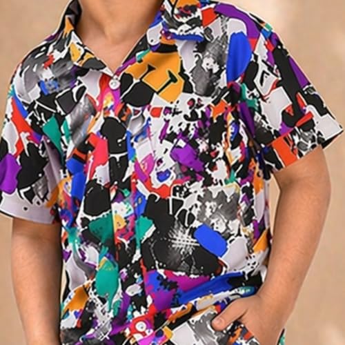 Image of superminis Boys Co-Ord Set Rayon Shirt & Shorts Set (2-10 Years) | Printed Summer Coord Set for Boys | Casual Outfit with Pockets | Comfortable Kids Matching Set