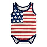 WINZIK 4th July Baby Outfits American Flag Romper Newborn Infant Boys Girls Bodysuit Jumpsuit Clothes (0-6 months/70, Sleeveless)