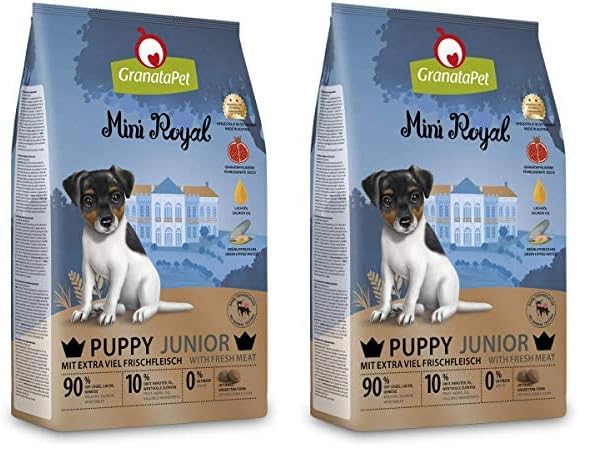GranataPet Mini Royal Junior, Trockenfutter für Hunde, Hundefutter ohne Getreide & ohne Zuckerzusatz, Alleinfuttermittel für Welpen 1 kg (Packung mit 2)