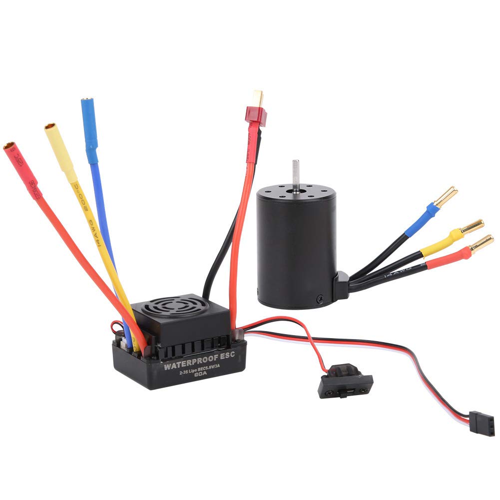Drfeify Zestaw Silnika Bez Wodoodpornego 3650 3500 KV dla Samochodu RC 1/10, Zestaw ESC o Wysokiej Zawartości Silnika z Funkcjami Ochrony, Stopem Aluminium