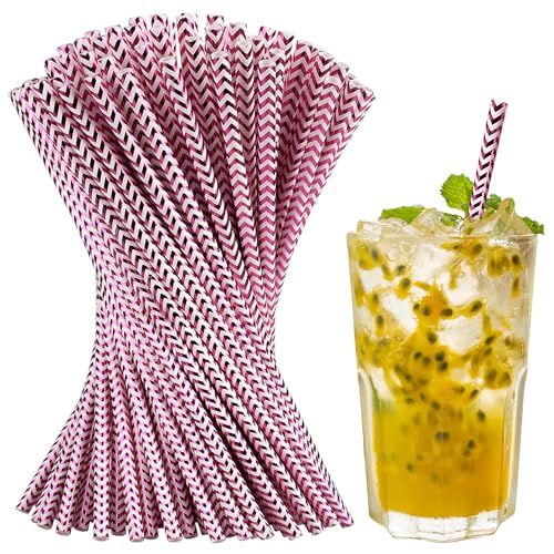Metallic Rose Gold Wave Paper Straws (100 Pack)