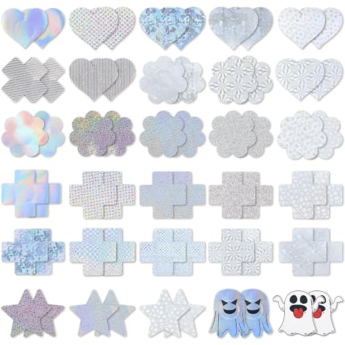 Image of Glitters Pasties Rave Pack Nipple Covers Stickers Disposable Sticky Breast Petals Bra Set for Women Rave Outfit Party