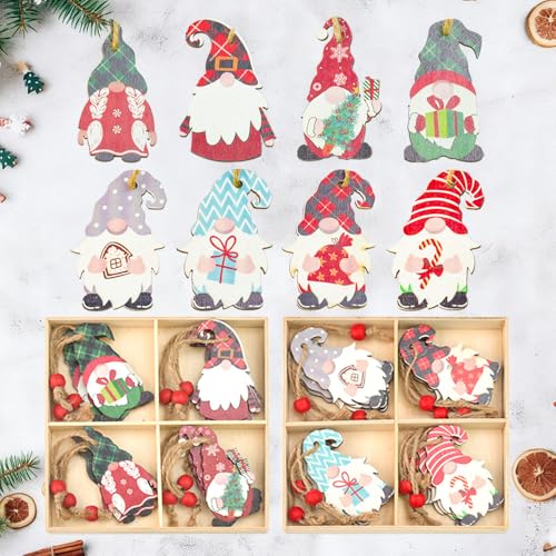 FuxFuis 24 Stück Weihnachtsbaumanhänger Holz Holzanhänger...
