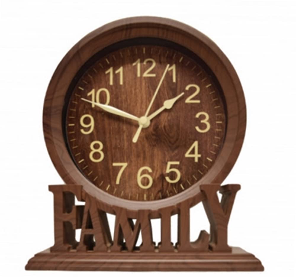 Stunning Dark Brown Table Clock Vintage Family Non-Ticking Desk Clock Retro Mantel Clocks For Living Room Bedroom Shelf Fireplace Farmhouse Décor Gift (Dark Brown)