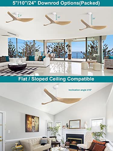 Sofucor-52-Ceiling-Fan-no-Light-and-Remote-Control-Modern-Ceiling-Fan-without-Light-Indoor-Outdoor-Ceiling-Fan-with-Reversible-Motor-6-Speeds-Burlywood