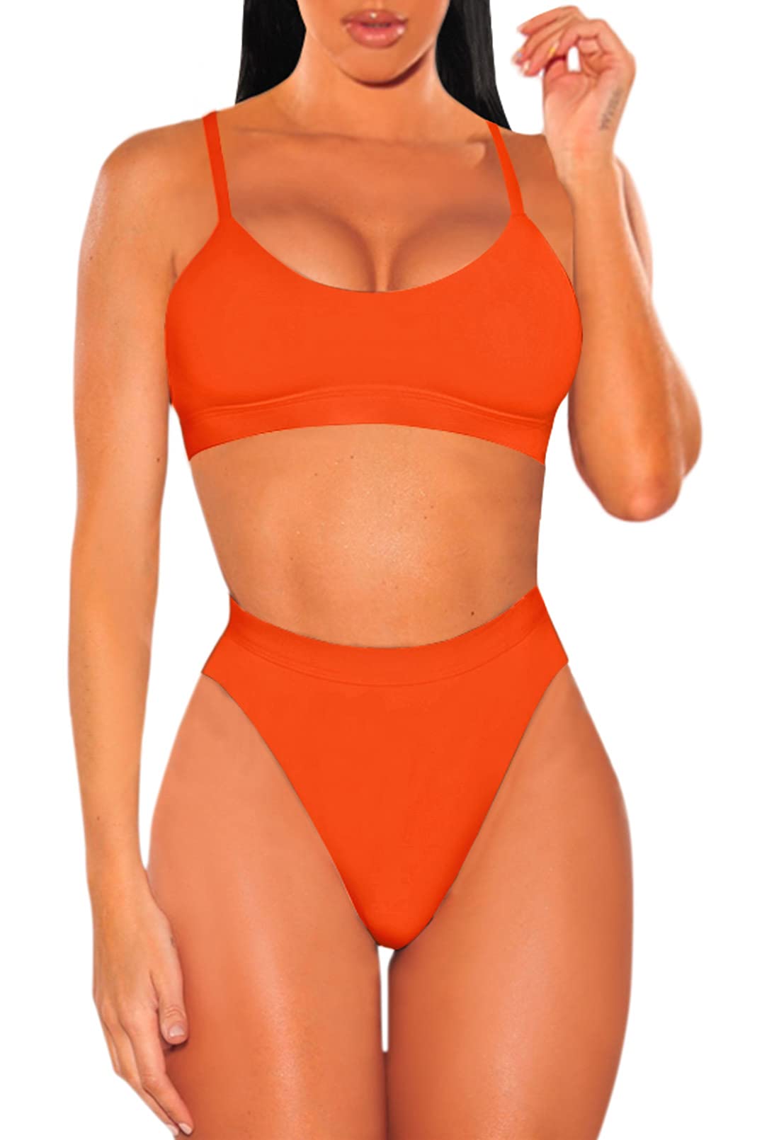 Selowin Women's 2 Piece Bikini Set Halter String Triangle High Cut Swimsuit Sets