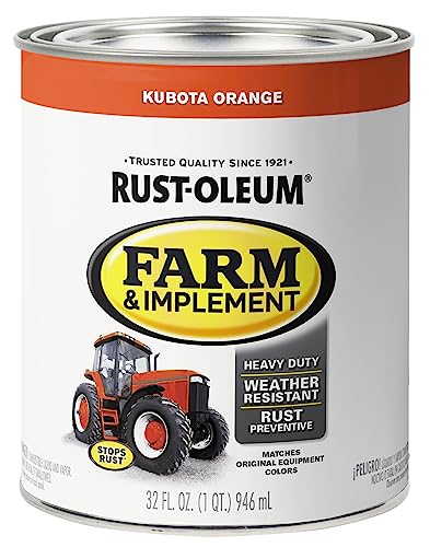Image of Rust-Oleum 280159-2PK Farm & Implement Enamel Paint, Quart, Kubota Orange, (Pack of 2)