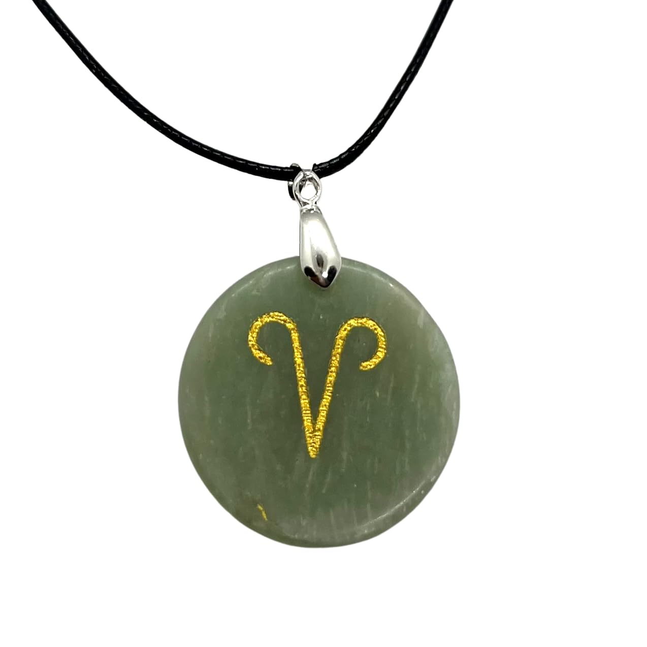 VIE Zodiac Coin Pendant, Aries, Green Aventurine