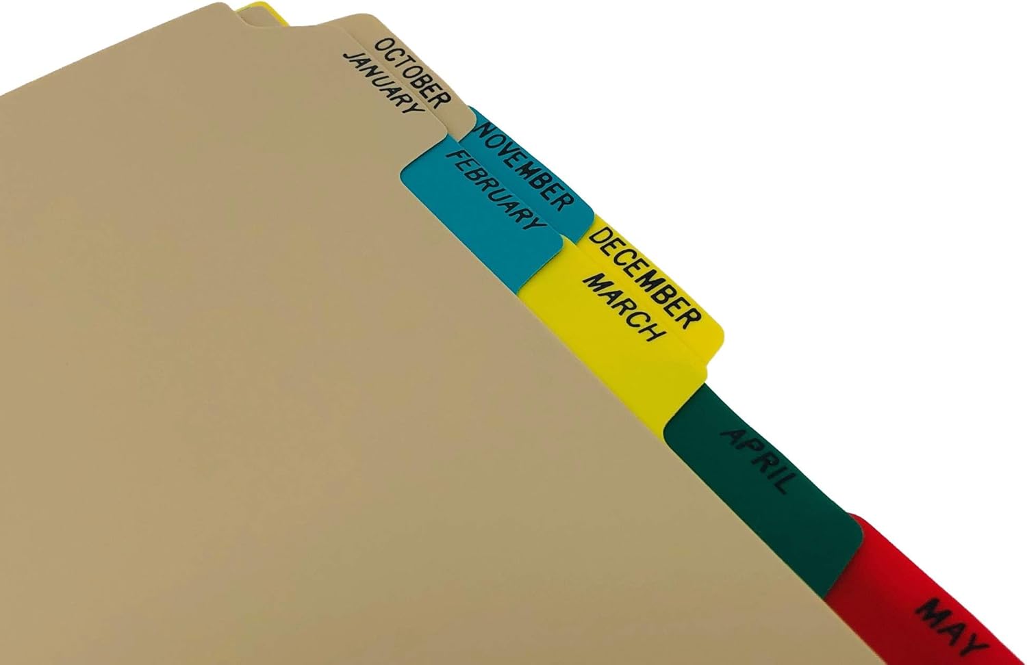 Carstens Heavy Duty Plastic Monthly Divider Set, 12-Tab, Multi-Color, for Side-Opening 3-Ring Binders, Case of 10