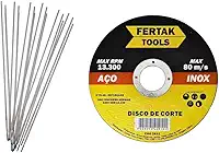Kit 2 Kg Eletrodo + 5 Discos 6013 de 2,5 mm Solda Elétrica Serralheiro Cinza Inox