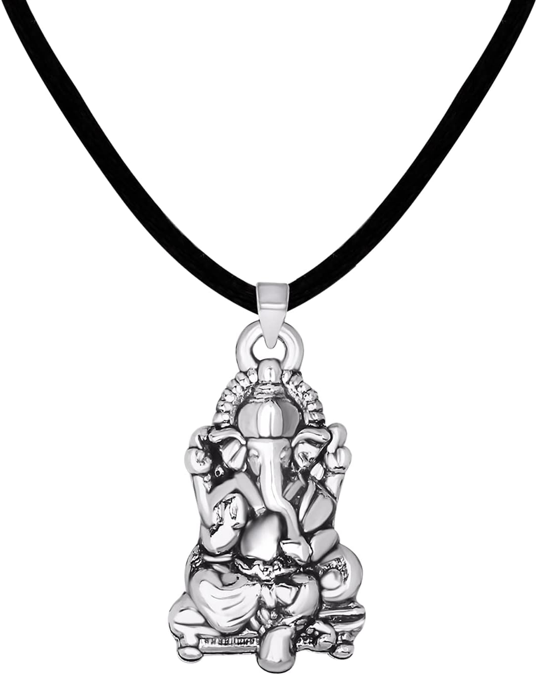 Vighnaharta Lord Ganesha Unisex Pendant with Black Rope (PS1101797R)