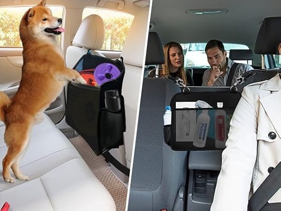 Car Organizer Between Seat,Purse Holder for Car,Car Purse Handbag Holder, Car Net Pocket Handbag Holder for Phone,Tissue,Documents Storage,Safe Barrier for Pet Kid