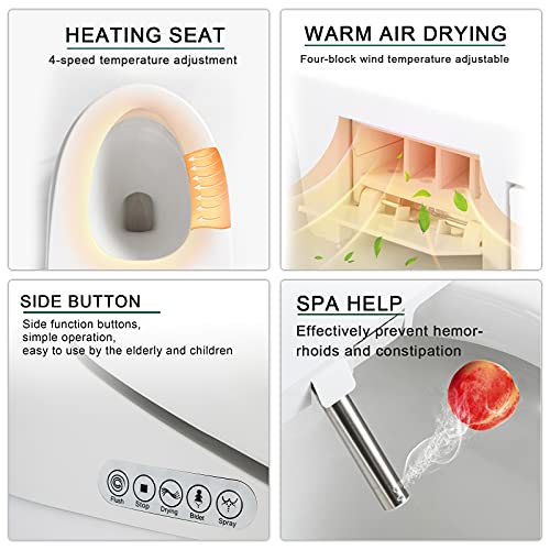 Smart Bidet Toilet Advance Luxury,Elongated One Piece Adjustable Functions Bidet Seats With Soft Closing Seat Functions And Air Dryer,Hip Cleaning Nozzle Cleaning #TOP2