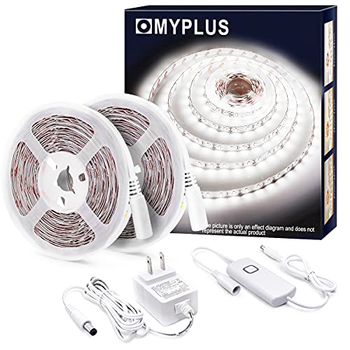 MYPLUS 32.8 FT White Strip Lights, Dimmable LED Tape Light 6500K Bright Daylight White, Flexible...