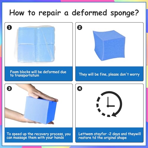 TRENDBOX 48 PCS 5\" x 5\" x 5\" Foam Pit Blocks Sponge Cubes Foam Pit Cubes Sponge Blocks for Amusement Park, Gymnastics, Freerunning and Parkour Courses - Dark Blue (New)